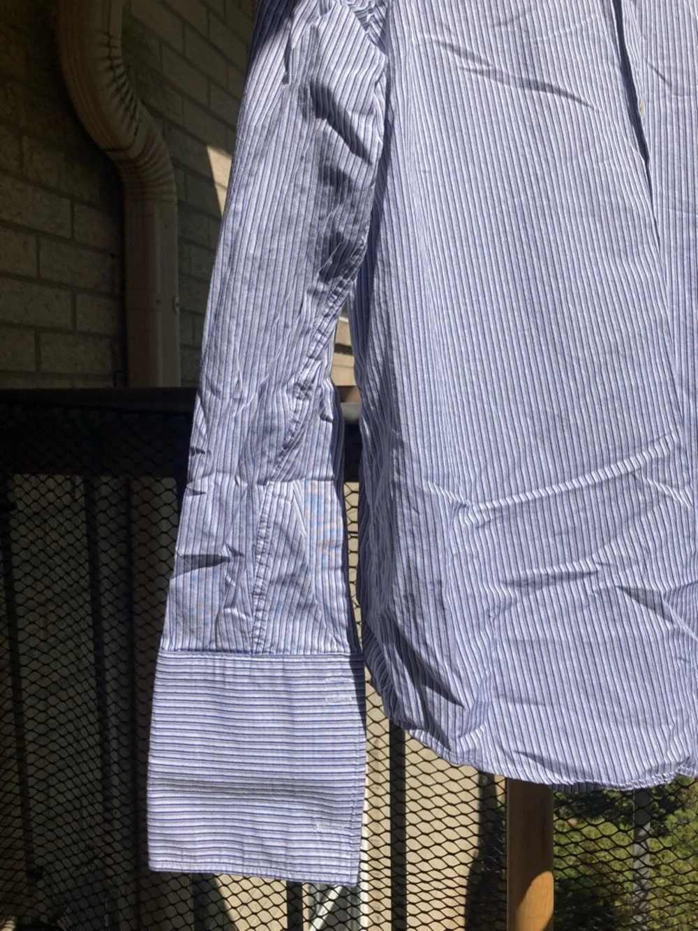 Michael Kors Men's 100% Cotton Blue White Grey Striped Button Down Shirt Large - Picture 12 of 17